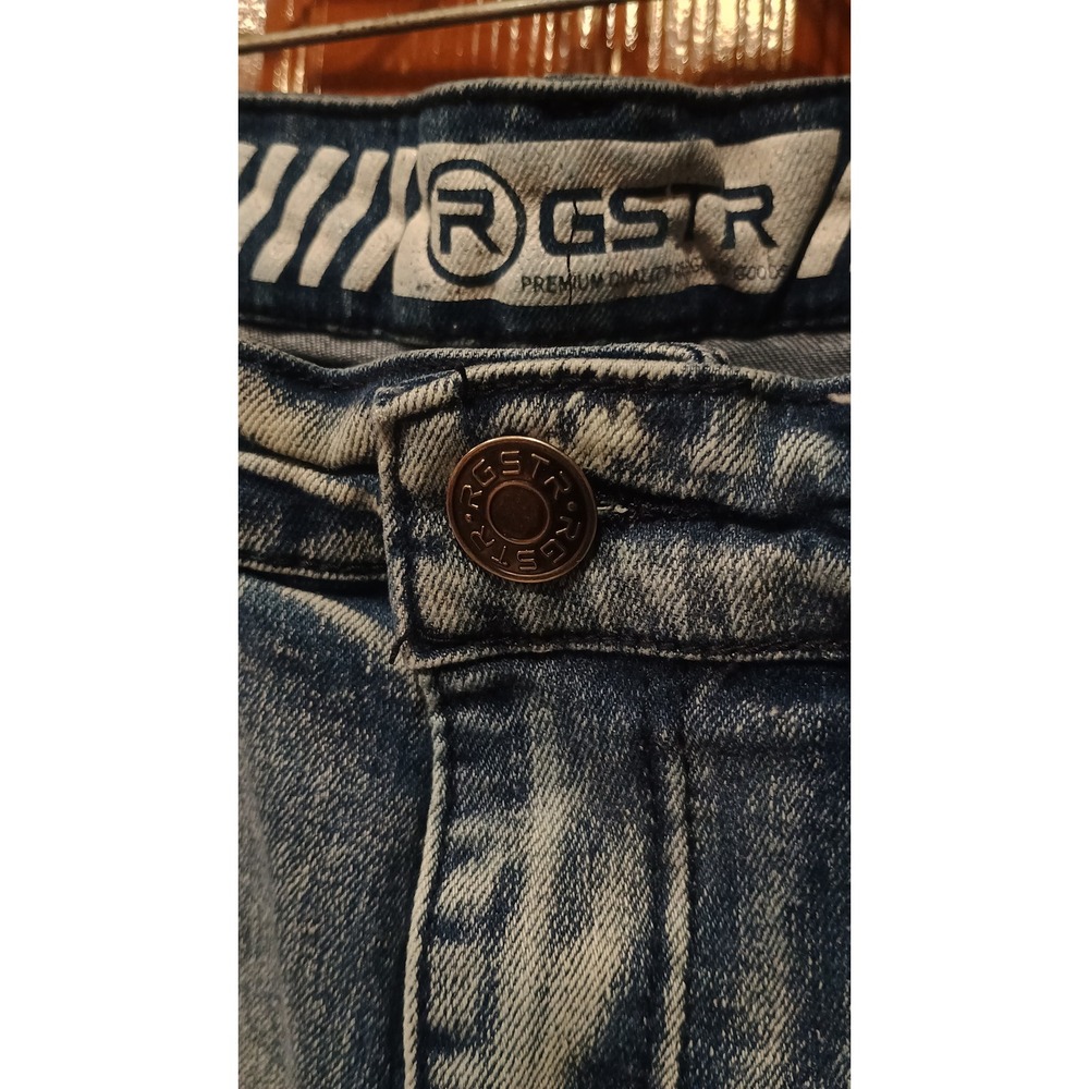 RGSTR Slim Straight Jeans Mens 32 Light Blue Good Stretch Whiskered Casual - Picture 2 of 7